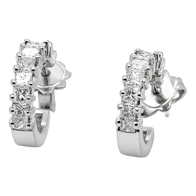 18k White Gold Hoop Earrings, A Pair For Sale