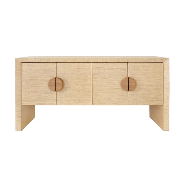 Contemporary Matthew Izzo Home Colt Natural Grasscloth Four Door Buffet For Sale - Image 3 of 5