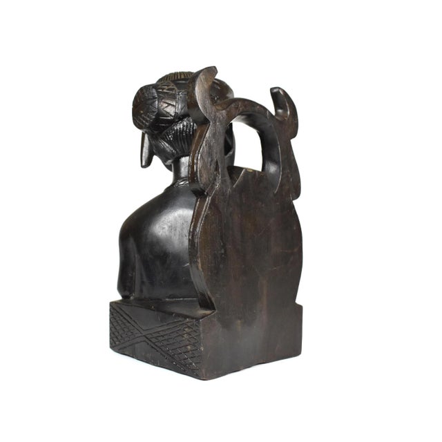 Vintage Early 20th Century Hand Carved Hardwood Pacific Islands Igorot Tribal Man & Woman Bust Bookends - Set of 2 For Sale - Image 12 of 13