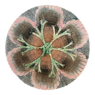 Antique 19thC Etruscan Majolica Shell and Seaweed Plate 8 1/4" Diameter For Sale