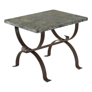 Art Deco Side Table in Wrought Iron and Marble, 1950s For Sale