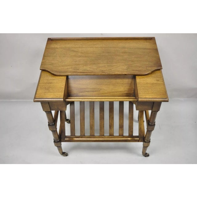 Brandt Vintage Brandt Flip Top Piano Style Small Cherry Wood Writing Desk Console Table For Sale - Image 4 of 12