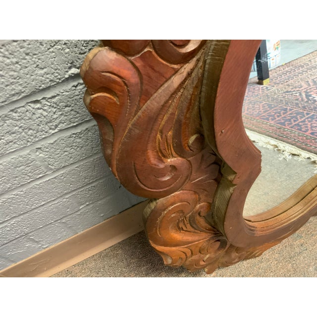 20th Century Mexican Handcrafted Carved Oak Mirror For Sale In New York - Image 6 of 12