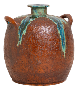 Large Handmade Ceramic Vase with Drip Glaze, 1980s