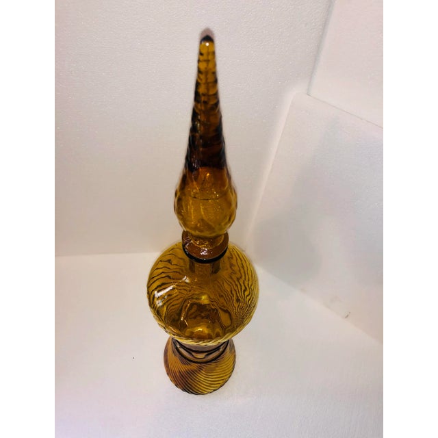 Mid-Century Modern Mid-Century Modern Empoli Genie Gold Decorative Bottle and Topper For Sale - Image 3 of 9