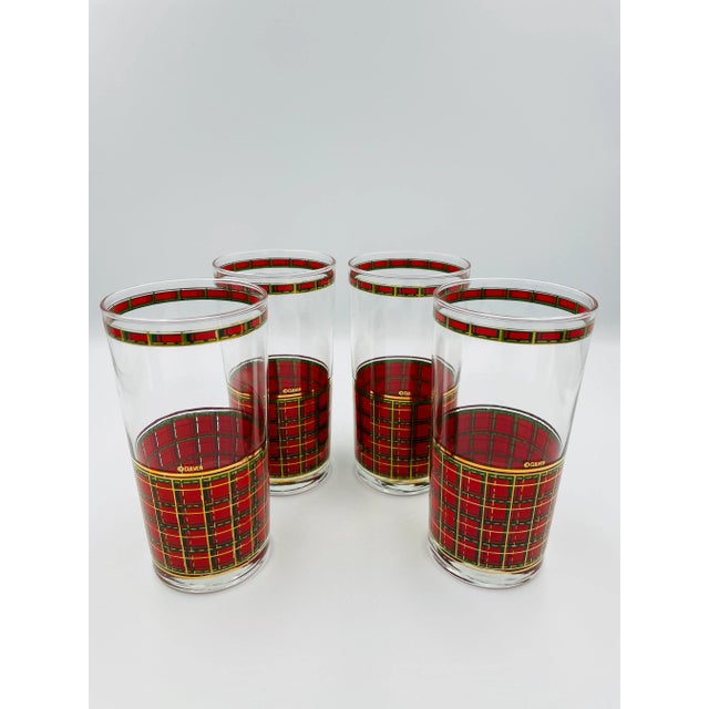 Mid-Century Modern Vintage Culver Tartan Tumbler Glasses - Set of 4 For Sale - Image 3 of 7