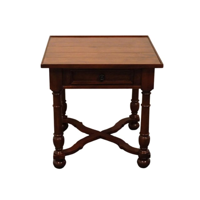 Rustic European Hekman Furniture Solid Knotty Pine Rustic European Style 28" Square Accent End Table For Sale - Image 3 of 11