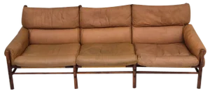 Swedish Kontiki Sofa in Leather & Beech by Arne Norell, 1960s