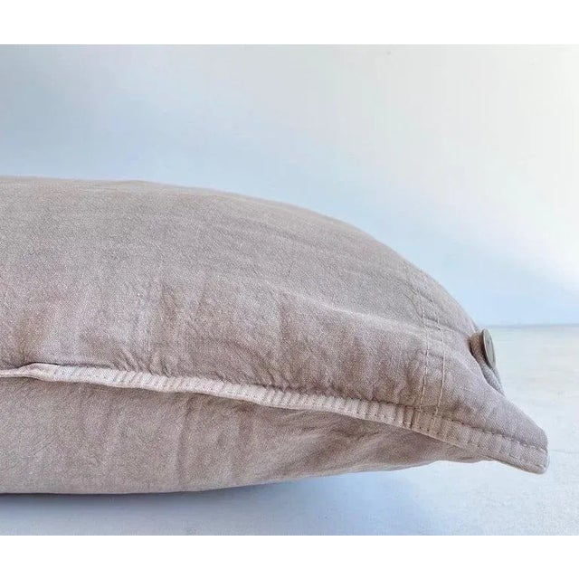 Not Yet Made - Made To Order French Linen Lumbar Pillow Cover With Decorative Button Closure For Sale - Image 5 of 9