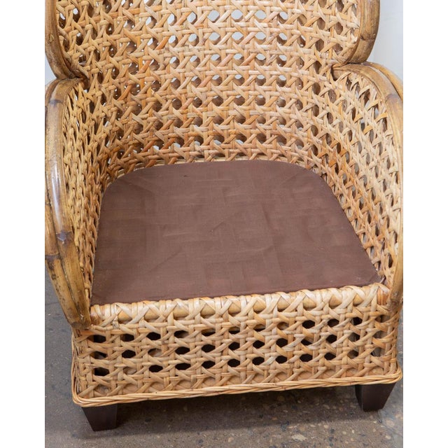 Art Deco Revival French Cane & Rattan Club Chair, C. 1980s For Sale - Image 15 of 15