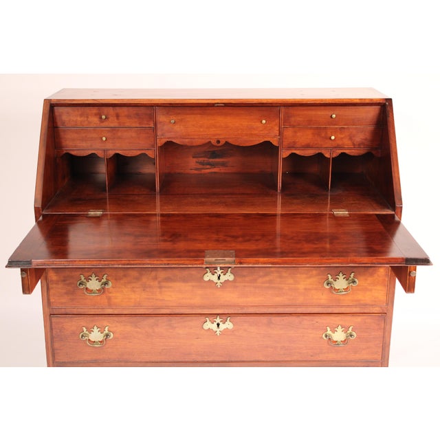 Wood Early 19th Century American Federal Cherry Wood Slant Top Desk For Sale - Image 7 of 16