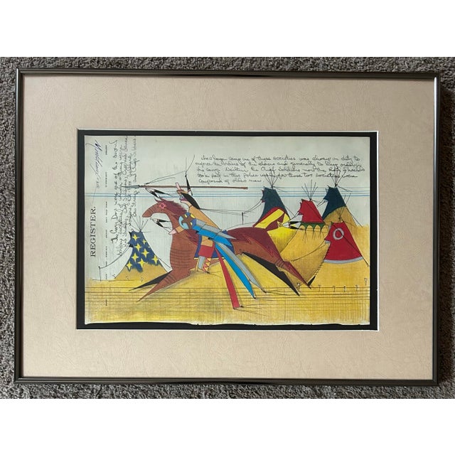Original drawing, image of the Lakota Native Americans by Lakota artist Donald F. Montileaux. Signed to the upper left...