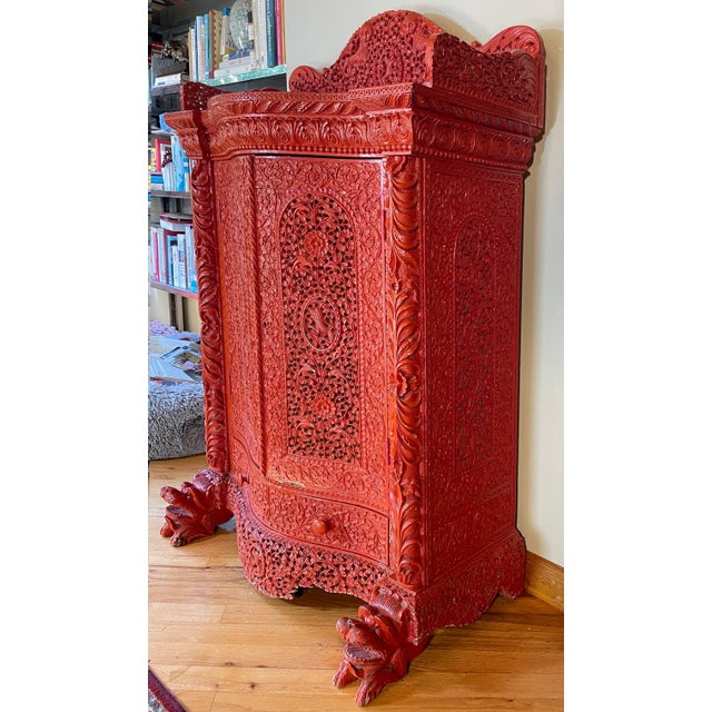 1850 Anglo Indian Sideboard or Dry Bar Cabinet Painted Cinnabar Red For Sale - Image 4 of 12