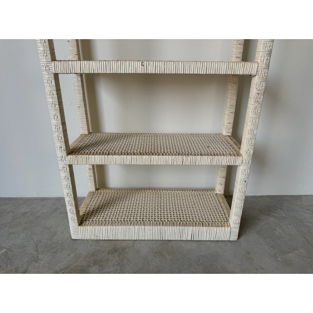 Mid-Century Modern 70's Vintage Coastal Wrapped Rattan Six - Tier Etagere For Sale - Image 3 of 12