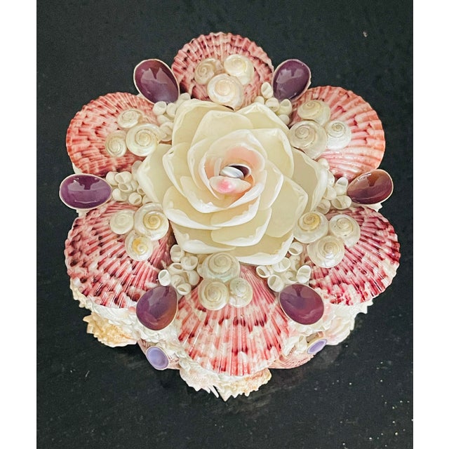 Unique design sea Shell encrusted small jewelry box.