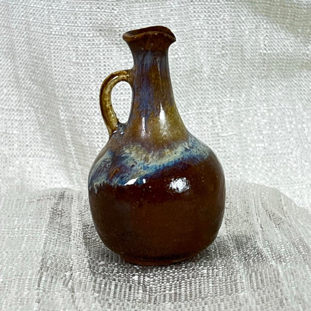 Vintage Studio Pottery Bud Vase Pair – Mini Jewel Tone Drip Glaze & Mini Earth Tone Jug For Sale - Image 10 of 12