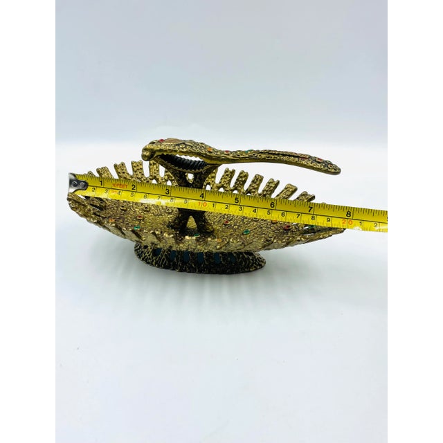 Brutalist Brass & Enameled Pedestal Nut Shell Cracker Bowl by Wainberg Silversmiths For Sale - Image 12 of 13