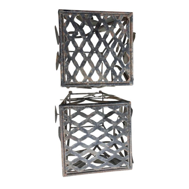 Mid-Century Modern Mid-Century Botanical Wrought Iron & Enamel Leaf Vintage Plant Stands, Pair Salterini Style For Sale - Image 3 of 7