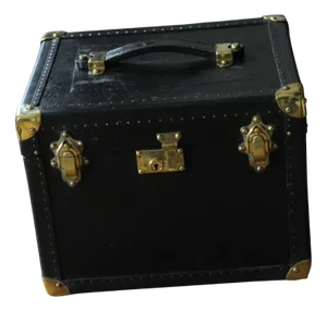 Vintage Black Leather Vanity Case
