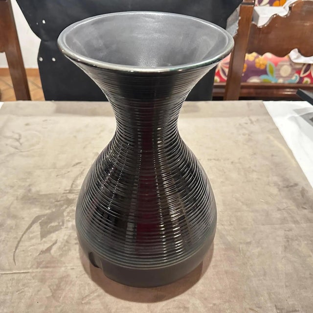 1970s Modern Gray and Black Ceramic Italian Vase by Ceramiche Santambrogio For Sale - Image 10 of 12