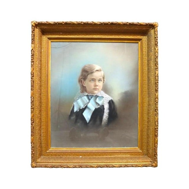 Pair Victorian Watercolor Portraits, Sister & Brother, Original Frames, C1890 For Sale - Image 4 of 18