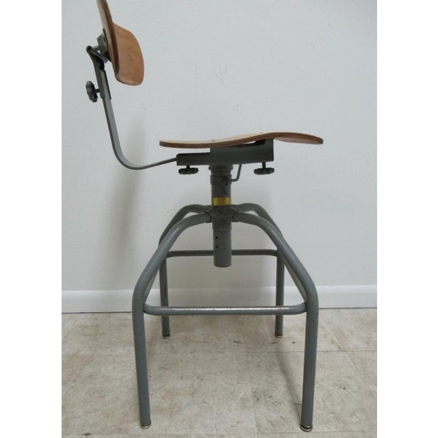 Vintage Bevco Industrial Counter Swivel Bar Drafting Stool Chair Toledo Style For Sale - Image 10 of 12