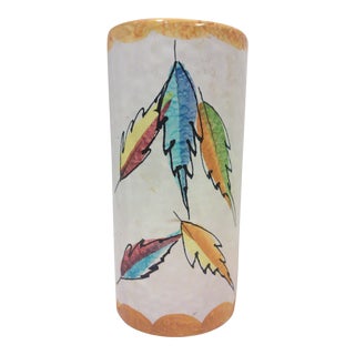 Colorful Italian Ceramic Leaf Vase For Sale
