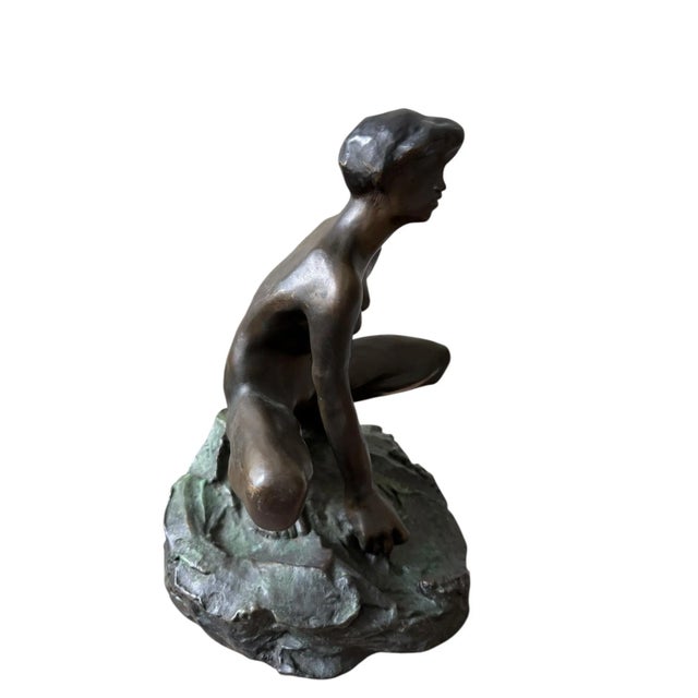 French Bronze Sculpture After Auguste Rodin. Titled Seated Nude. For Sale - Image 10 of 12