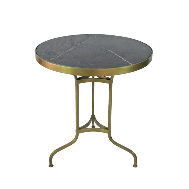 Art Deco Matthew Izzo Home Bristro Dining Table Brass and Black Marble For Sale - Image 3 of 4