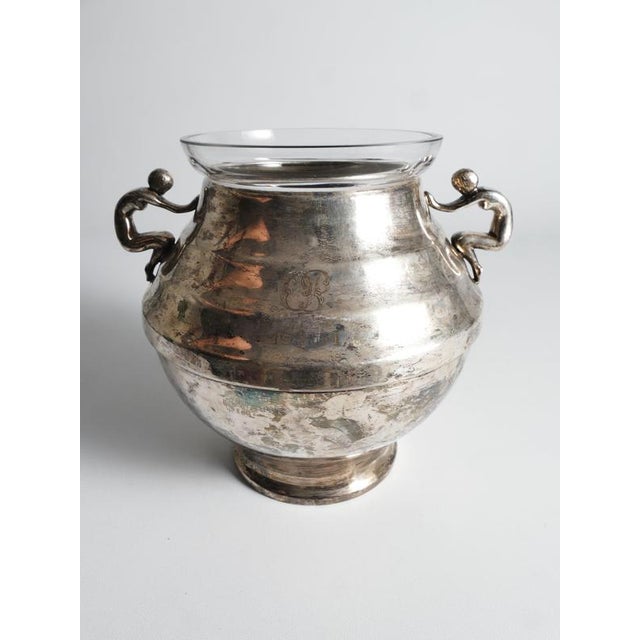 1950s Art Deco Silver-Plated Globe Vase with Handles, Sweden, 1950s For Sale - Image 5 of 18