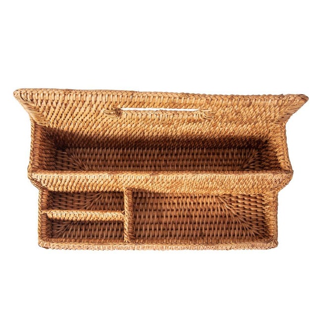 Wood Artifacts Rattan Standing Stationary Sorter in Honey Brown For Sale - Image 7 of 11