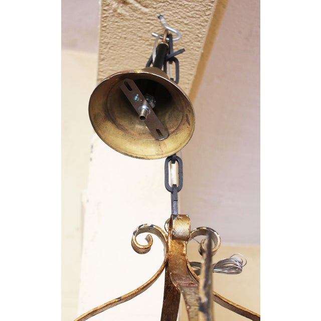 Gold Early 20th Century French Gilt Iron Double Light Hanging Lantern For Sale - Image 8 of 10