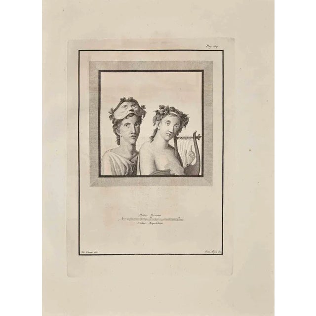 Ancient roman scene from the series "antiquities of herculaneum", is an original etching on paper realized by v. Aloja in...