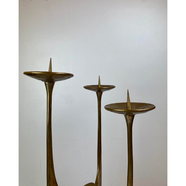 Gold Brutalist Floor Candleholder by Michael Harjes, Germany, 1960 For Sale - Image 8 of 14