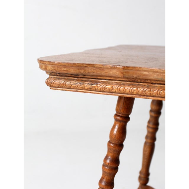 Antique Edwardian Oak Side Table With Claw and Ball Feet For Sale - Image 11 of 14