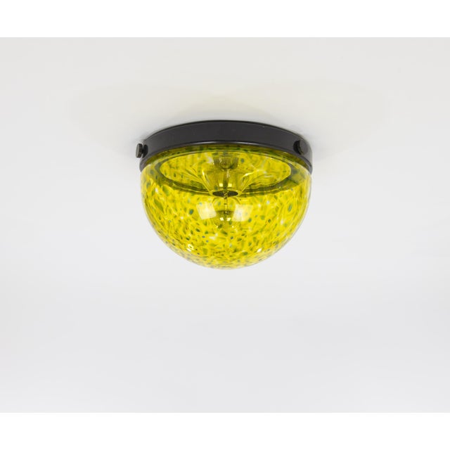 Yellow Glicine ceiling lamp made from of Murano glass, designed by Gae Aulenti for Vistosi in 1976. The model is executed...
