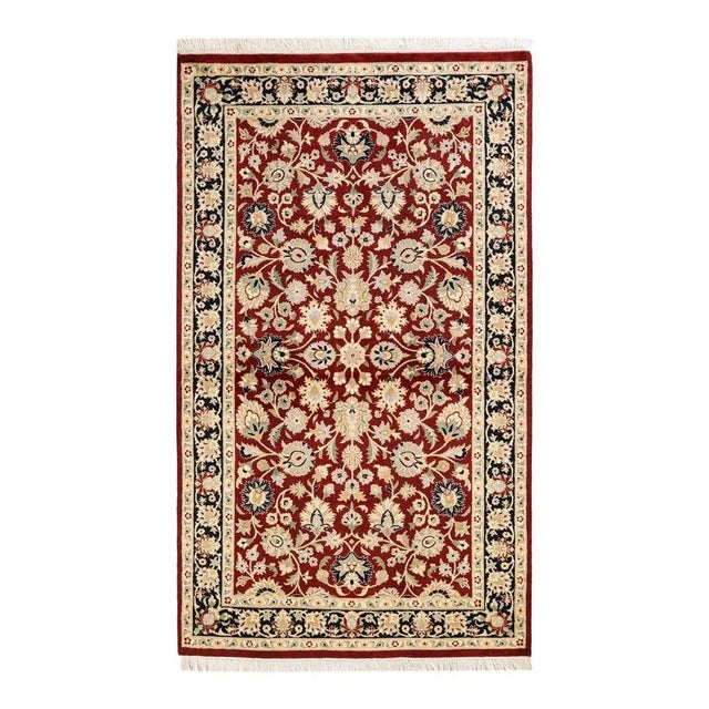 Red Mogul, One-of-a-Kind Hand-Knotted Area Rug in Red, 3' 1" x 5' 4" For Sale - Image 8 of 8