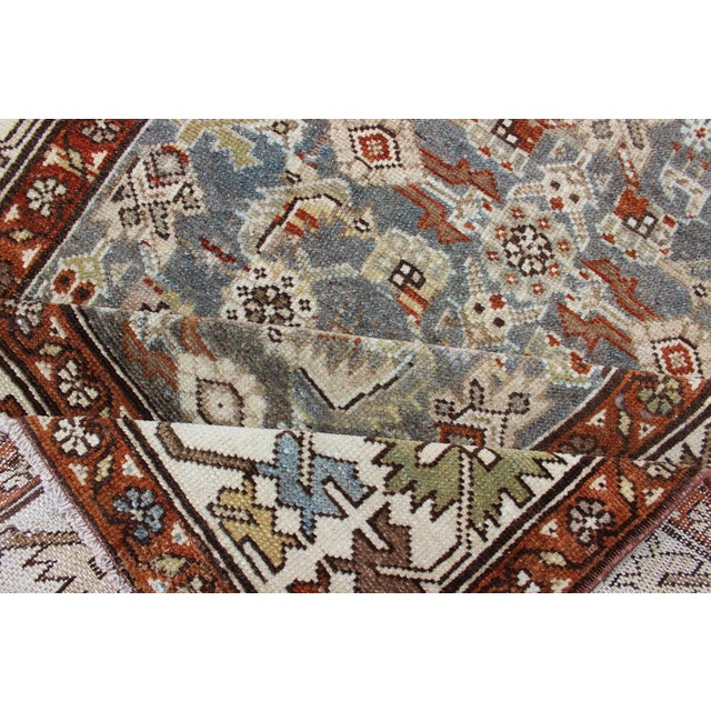 Antique Persian Malayer Rug With All-Over Tribal Design in Gray Background 3'10 X 8'6 For Sale - Image 12 of 13