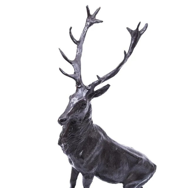 Large Bronze Stag Statuettes after Moigniez, 20th Century, Set of 2 For Sale - Image 9 of 18