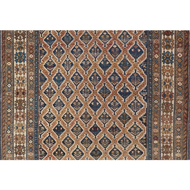 Tribal Antique Caucasian Shirvan Rug With Geometric Lattice Tribal Design Pattern For Sale - Image 3 of 14