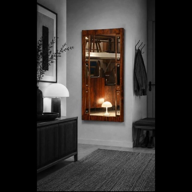 Brown Danish Wall Mirror, 1960s For Sale - Image 8 of 10
