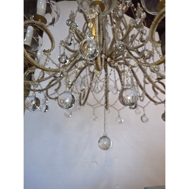 Large Vintage Clear Murano Glass Drop Chandelier For Sale - Image 4 of 12