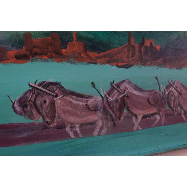 Outsider Art "Indian and Caravan" Oil on Panel by Bruno Del Favero For Sale - Image 11 of 13