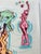 1980s marker painting of three female nudes figures by Pennsylvania artist John Reilly (1942-2021). Estate stamp verso....
