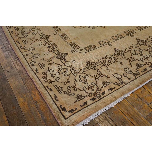 Mid 20th Century 1940s Tan Camel Medallion Antique Turkish Sivas Rug 4' 0" X 7' 2" Handknotted Wool Carpet For Sale - Image 5 of 5