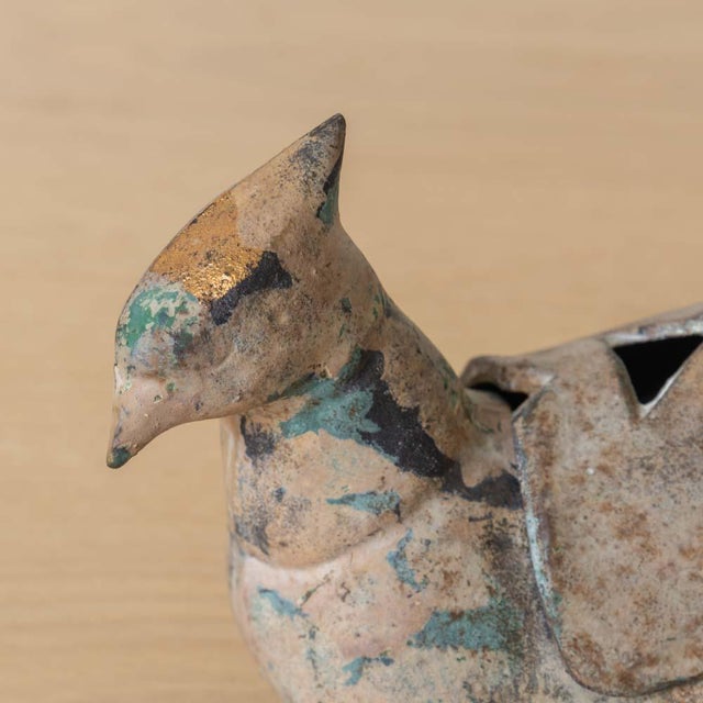 Cream Late 19th Century Large Japanese Sculptural Bronze Bird For Sale - Image 8 of 10