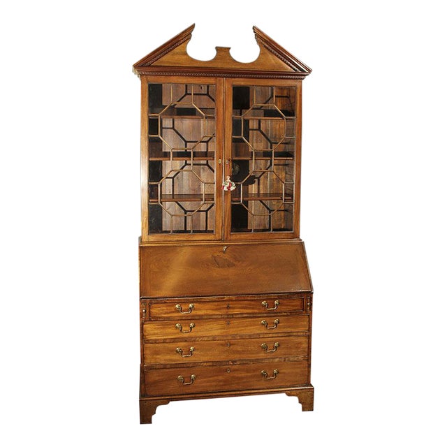Antique English George III Mahogany Secretary Bookcase, Circa 1780 For Sale