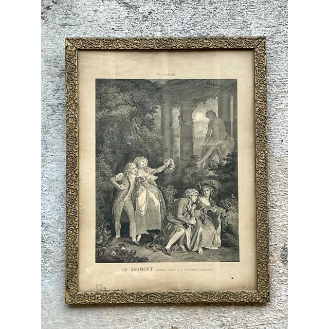 Vintage Fragonard Engraving in Gilt Frame For Sale - Image 11 of 15