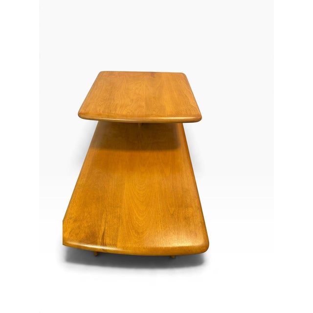 Mid-Century Modern 2 MCM Vintage Authentic Heywood-Wakefield Champagne M-308-G Step End Tables For Sale - Image 3 of 12