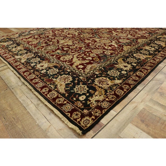 Textile Traditional Vintage Indian Rug With Baroque Damask Style - 07'09 X 09'09 For Sale - Image 7 of 11